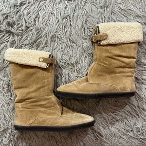 Burberry Stanmore Shearling Lined Suede Boots 38
